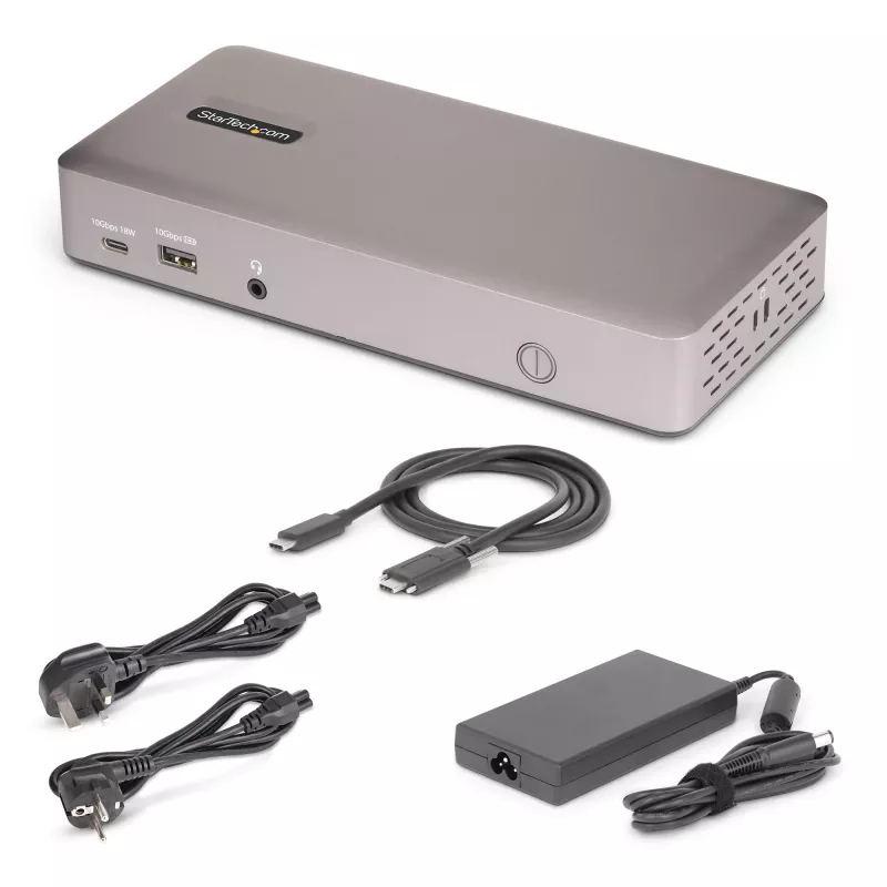 StarTech.com Triple-Monitor USB4 Docking Station, 4K 60Hz HDMI vai DisplayPort, 100W klēpjdatora uzlāde, 2,5 GbE, USB-C Multi-Monitor dokstacija, bez draiveriem