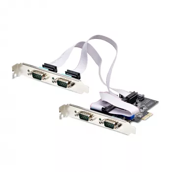 StarTech.com 4 portu sērijas PCIe karte, četru portu PCI Express uz RS232/RS422/RS485 (DB9) sērijas karte, zema profila kronšteins iekļauts, 16C1050 UART, Windows/Linux, TAA atbilstoša – 4. līmeņa ESD aizsardzība