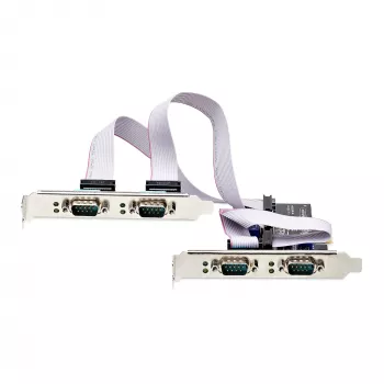 StarTech.com 4 portu sērijas PCIe karte, četru portu PCI Express uz RS232/RS422/RS485 (DB9) sērijas karte, zema profila kronšteins iekļauts, 16C1050 UART, Windows/Linux, TAA atbilstoša – 4. līmeņa ESD aizsardzība