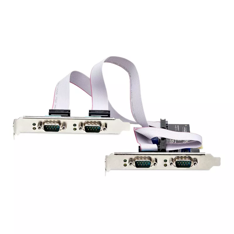 StarTech.com 4 portu sērijas PCIe karte, četru portu PCI Express uz RS232/RS422/RS485 (DB9) sērijas karte, zema profila kronšteins iekļauts, 16C1050 UART, Windows/Linux, TAA atbilstoša – 4. līmeņa ESD aizsardzība