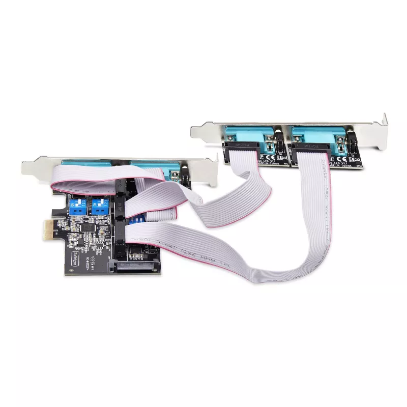 StarTech.com 4 portu sērijas PCIe karte, četru portu PCI Express uz RS232/RS422/RS485 (DB9) sērijas karte, zema profila kronšteins iekļauts, 16C1050 UART, Windows/Linux, TAA atbilstoša – 4. līmeņa ESD aizsardzība