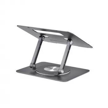 StarTech.com Rotējošs klēpjdatora statīvs, 360° grozāms, ergonomisks galda pacēlājs datoram, paaugstināta pamatne ar regulējamu slīpumu, maks. 5 kg, alumīnija konstrukcija, pārnēsājams dizains