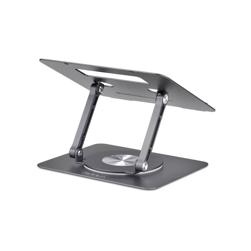StarTech.com Rotējošs klēpjdatora statīvs, 360° grozāms, ergonomisks galda pacēlājs datoram, paaugstināta pamatne ar regulējamu slīpumu, maks. 5 kg, alumīnija konstrukcija, pārnēsājams dizains