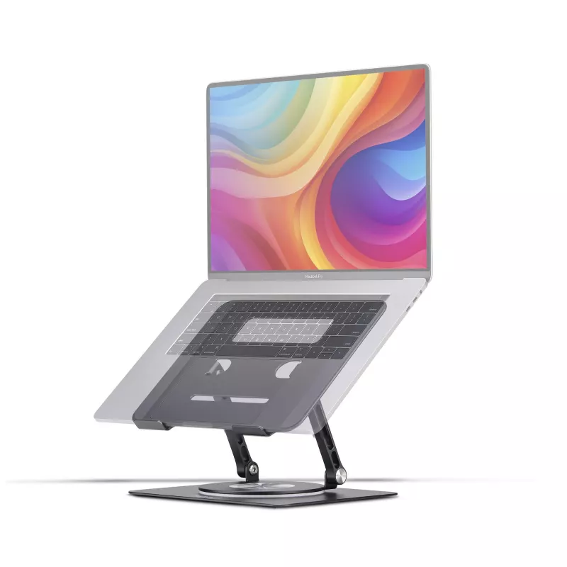 StarTech.com Rotējošs klēpjdatora statīvs, 360° grozāms, ergonomisks galda pacēlājs datoram, paaugstināta pamatne ar regulējamu slīpumu, maks. 5 kg, alumīnija konstrukcija, pārnēsājams dizains