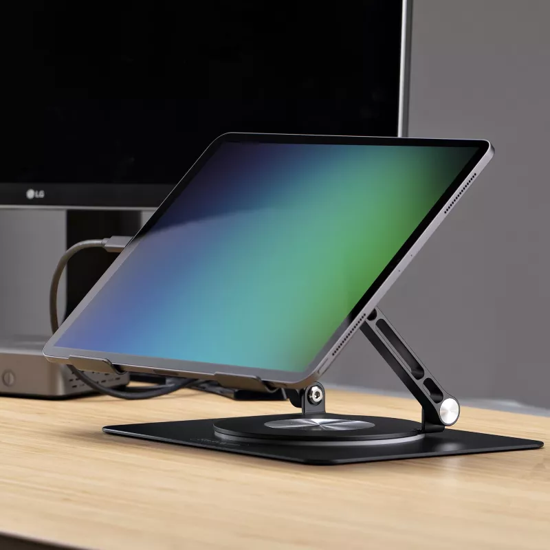 StarTech.com Rotējošs klēpjdatora statīvs, 360° grozāms, ergonomisks galda pacēlājs datoram, paaugstināta pamatne ar regulējamu slīpumu, maks. 5 kg, alumīnija konstrukcija, pārnēsājams dizains