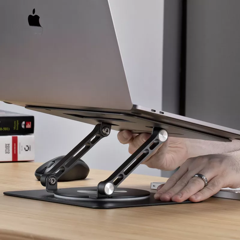 StarTech.com Rotējošs klēpjdatora statīvs, 360° grozāms, ergonomisks galda pacēlājs datoram, paaugstināta pamatne ar regulējamu slīpumu, maks. 5 kg, alumīnija konstrukcija, pārnēsājams dizains