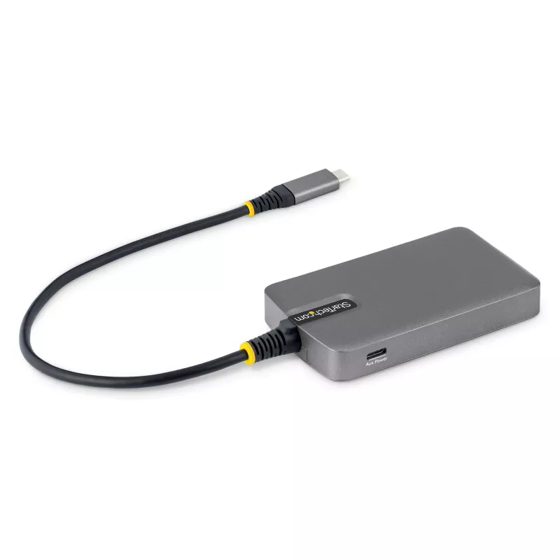 StarTech.com 4 portu USB-C centrmezgls, 5 Gbps, ar kopnes barošanu, USB-C uz 4x USB-A centrmezgls ar USB-C papildu barošanas ieeju, 1 pēdu/30 cm saimniekdatora kabelis, pārnēsājams galddatoru/portatīvo datoru USB centrmezgls