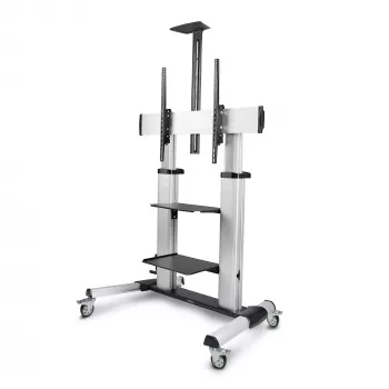 StarTech.com Ritošs TV ratiņi / statīvs uz riteņiem 60–100 collu plakanajiem ekrāniem līdz 220 lb (100 kg), augstuma regulēšana ar rokas kloķi, mobilais / portatīvais grozs stiprinājumam