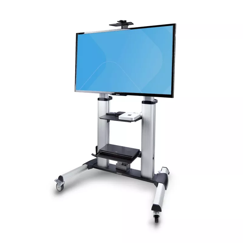 StarTech.com Ritošs TV ratiņi / statīvs uz riteņiem 60–100 collu plakanajiem ekrāniem līdz 220 lb (100 kg), augstuma regulēšana ar rokas kloķi, mobilais / portatīvais grozs stiprinājumam