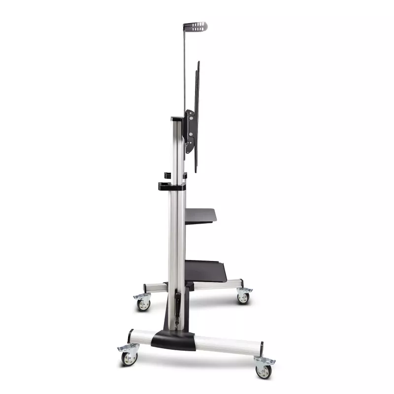 StarTech.com Ritošs TV ratiņi / statīvs uz riteņiem 60–100 collu plakanajiem ekrāniem līdz 220 lb (100 kg), augstuma regulēšana ar rokas kloķi, mobilais / portatīvais grozs stiprinājumam