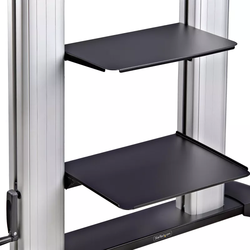 StarTech.com Ritošs TV ratiņi / statīvs uz riteņiem 60–100 collu plakanajiem ekrāniem līdz 220 lb (100 kg), augstuma regulēšana ar rokas kloķi, mobilais / portatīvais grozs stiprinājumam