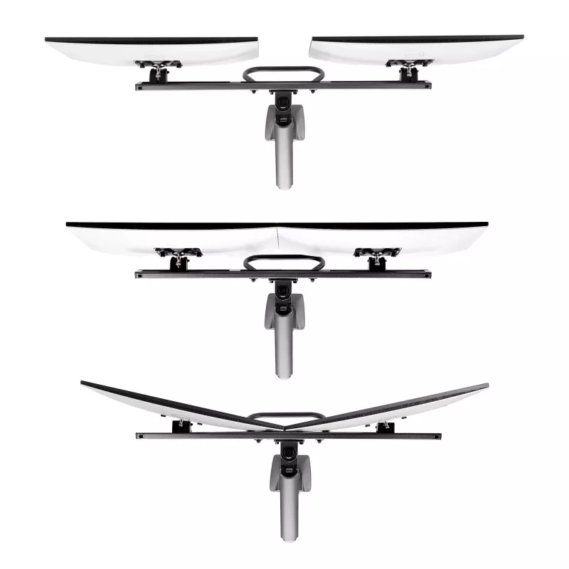 StarTech.com galda stiprinājums diviem monitoriem ar šķērssiju, līdz 27 collu displejiem, VESA 75x75/100x100, maks. 33 mārciņas/15 kg, C-skava, pilnībā šarnīrveida, mehāniskā atspere, TAA
