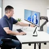 StarTech.com galda stiprinājums diviem monitoriem ar šķērssiju, līdz 27 collu displejiem, VESA 75x75/100x100, maks. 33 mārciņas/15 kg, C-skava, pilnībā šarnīrveida, mehāniskā atspere, TAA