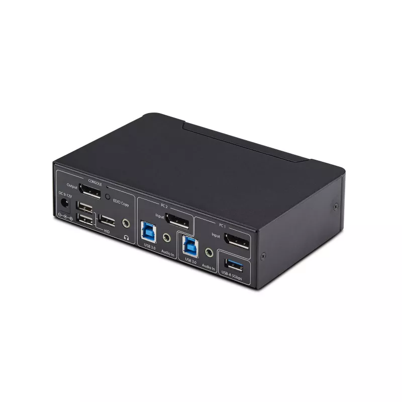 StarTech.com 2 portu DisplayPort KVM slēdzis, 4K 60 Hz, DP 1.2, EDID pārvaldība, 2 portu USB 3.0 centrmezgls, 4x USB HID pieslēgvietas, TAA atbilstīgs
