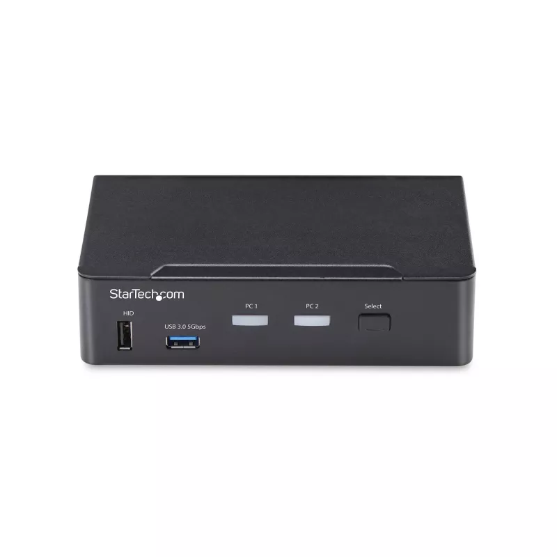 StarTech.com 2 portu DisplayPort KVM slēdzis, 4K 60 Hz, DP 1.2, EDID pārvaldība, 2 portu USB 3.0 centrmezgls, 4x USB HID pieslēgvietas, TAA atbilstīgs