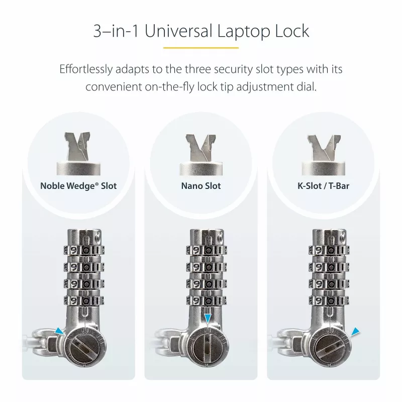 StarTech.com 25 iepakojumā universāla klēpjdatora slēdzene 6,6 pēdas, ar vienādu atslēgu bloķēšanas kabelis, drošības kabelis, saderīga ar Noble Wedge®/Nano/K-Slot, pretzagšanas, izturīgs pret pārgriešanu