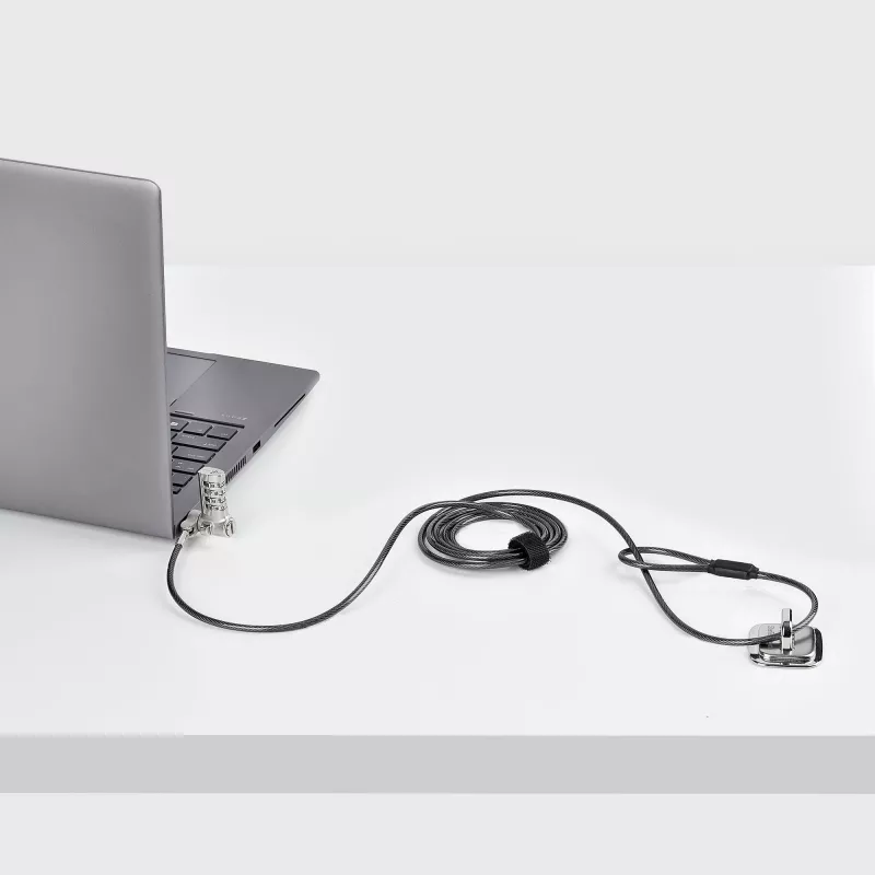 StarTech.com 25-Pack Universal Laptop Lock 6.6ft (2m), Serializēta drošības trosīte klēpjdatoram, Saderīga ar Noble Wedge®/Nano/K-Slot, Bezatslēgas kombinācijas trosīte - TAA
