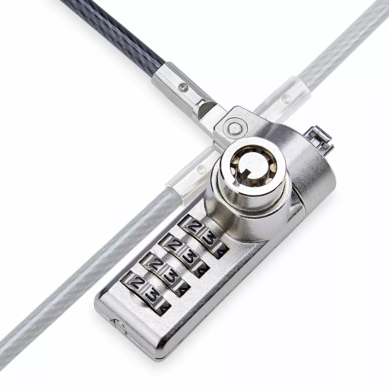 StarTech.com 10 gab. komplekts divpiekļuves klēpjdatora slēdzene, 2 m ar vienādu atslēgu un kombinēto drošības troses slēdzeni K-Slot ierīcēm, datora pretaizdzīšanas tērauda trose