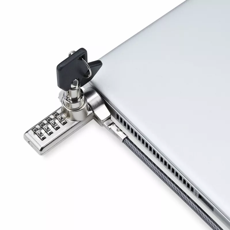 StarTech.com 10 gab. komplekts divpiekļuves klēpjdatora slēdzene, 2 m ar vienādu atslēgu un kombinēto drošības troses slēdzeni K-Slot ierīcēm, datora pretaizdzīšanas tērauda trose