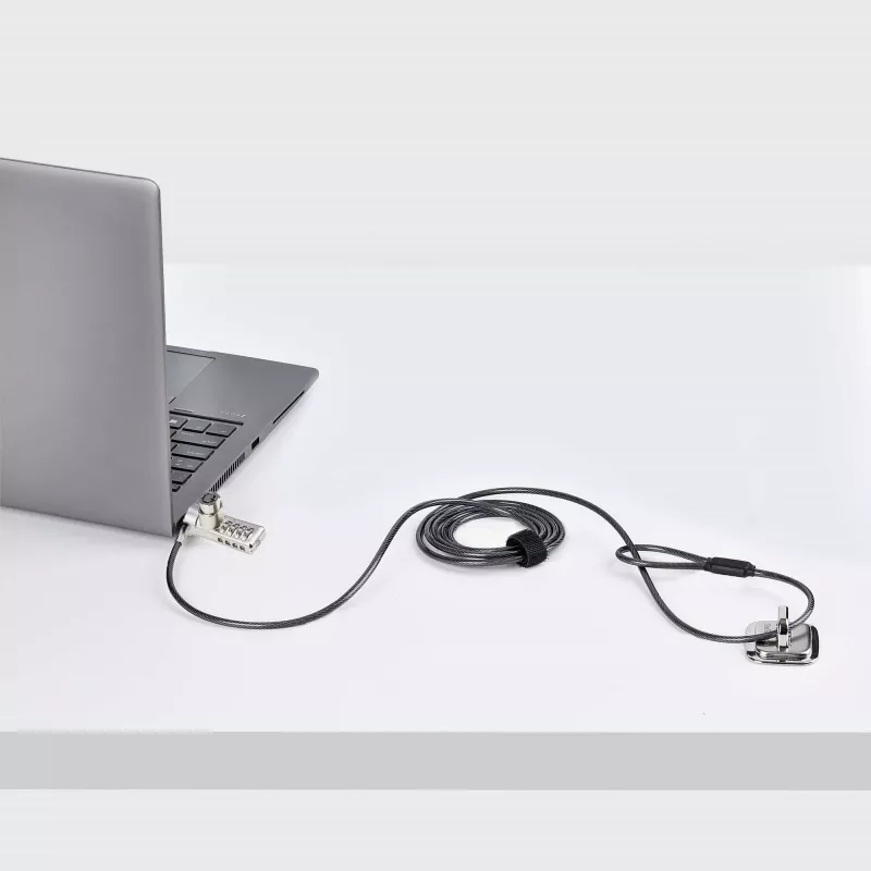StarTech.com 10 gab. komplekts divpiekļuves klēpjdatora slēdzene, 2 m ar vienādu atslēgu un kombinēto drošības troses slēdzeni K-Slot ierīcēm, datora pretaizdzīšanas tērauda trose