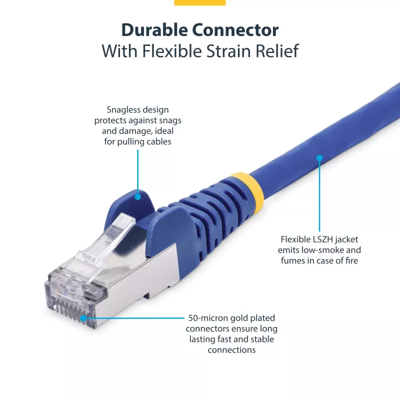 StarTech.com 3m zils CAT8 Ethernet kabelis, bez aizķeršanās RJ45, 25G/40G, 2000MHz, 100W PoE++, S/FTP, 26AWG tīra vara stieple, LSZH, ekranēts tīkla ielāpu vads ar spriegojuma samazinātājiem, individuāli testēts