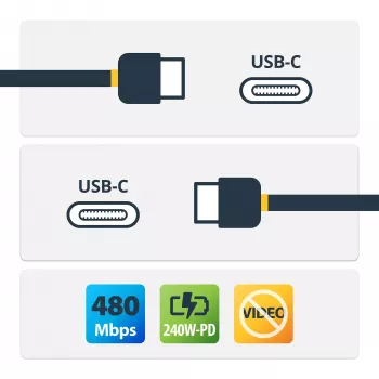StarTech.com 4m USB-C uzlādes kabelis, USB-IF sertificēts USB C kabelis, 240W PD EPR, USB 2.0 Type-C klēpjdatora lādēšanas vads, USB-C datu pārraides kabelis, TPE apvalks, M/M