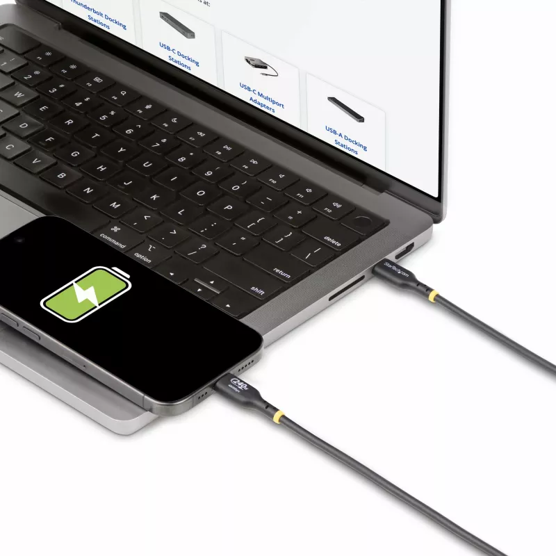 StarTech.com 4m USB-C uzlādes kabelis, USB-IF sertificēts USB C kabelis, 240W PD EPR, USB 2.0 Type-C klēpjdatora lādēšanas vads, USB-C datu pārraides kabelis, TPE apvalks, M/M