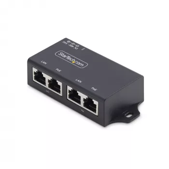 StarTech.com 2 portu Gigabit starpposma PoE+ inžektors, 10/100/1000 Mb/s, PoE+ (802.3af/at), 30 W, 1 Gbps Ethernet, pie sienas montējams, nevadāma iekšējā Power over Ethernet ierīce
