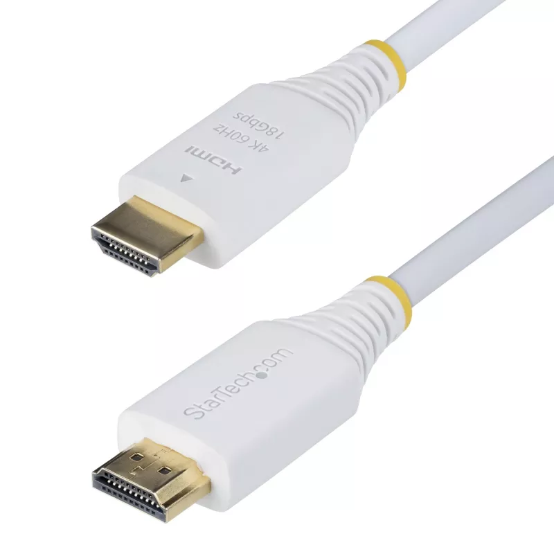 StarTech.com 3 m Premium sertificēts augstas veiktspējas HDMI kabelis, 4K 60Hz/1440p 144Hz, HDR10/HDCP 2.2/ARC, 18Gbps, UHD HDMI 2.0 vads televizoram/monitoram/displejam, TPE apvalks, balts