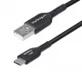 StarTech.com 6.6 pēdas (2 m) USB-A uz USB-C uzlādes kabelis, uzlāde un sinhronizācija, 3A, USB 2.0, TPE apvalks - melns USB uzlādes vads