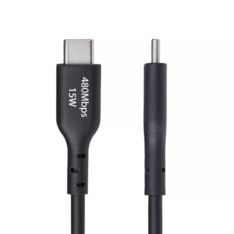 StarTech.com 6.6 pēdas (2 m) USB-A uz USB-C uzlādes kabelis, uzlāde un sinhronizācija, 3A, USB 2.0, TPE apvalks - melns USB uzlādes vads