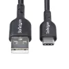 StarTech.com 6.6 pēdas (2 m) USB-A uz USB-C uzlādes kabelis, uzlāde un sinhronizācija, 3A, USB 2.0, TPE apvalks - melns USB uzlādes vads