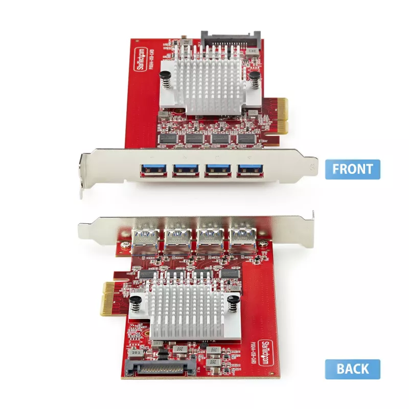 StarTech.com 4 portu USB-A PCIe karte, USB 3.2 10 Gbit/s, PCI Express 3.0 paplašināšanas karte, 4 neatkarīgi USB kontrolleri, Windows/Linux/macOS, TAA atbilstoša