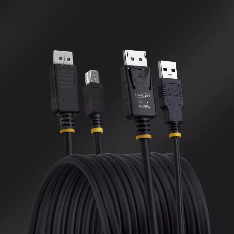 StarTech.com 10ft (3m) DisplayPort un USB 5Gbps KVM kabelis, 4K 60Hz, universāli saderīgs DP 1.2/USB 3.0 kombinētais kabelis KVM slēdžiem