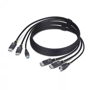 StarTech.com 6 pēdu (1,8 m) divu DisplayPort un USB 5 Gbps KVM kabelis, 4K 60 Hz, universāli saderīgs DP 1.2/USB 3.0 kombinētais kabelis divu monitoru KVM slēdžiem