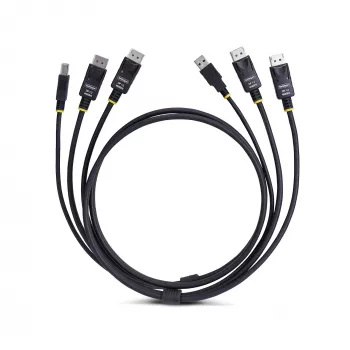 StarTech.com 6 pēdu (1,8 m) divu DisplayPort un USB 5 Gbps KVM kabelis, 4K 60 Hz, universāli saderīgs DP 1.2/USB 3.0 kombinētais kabelis divu monitoru KVM slēdžiem