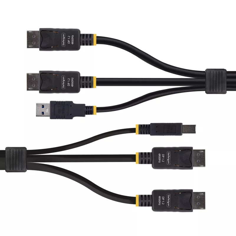 StarTech.com 6 pēdu (1,8 m) divu DisplayPort un USB 5 Gbps KVM kabelis, 4K 60 Hz, universāli saderīgs DP 1.2/USB 3.0 kombinētais kabelis divu monitoru KVM slēdžiem