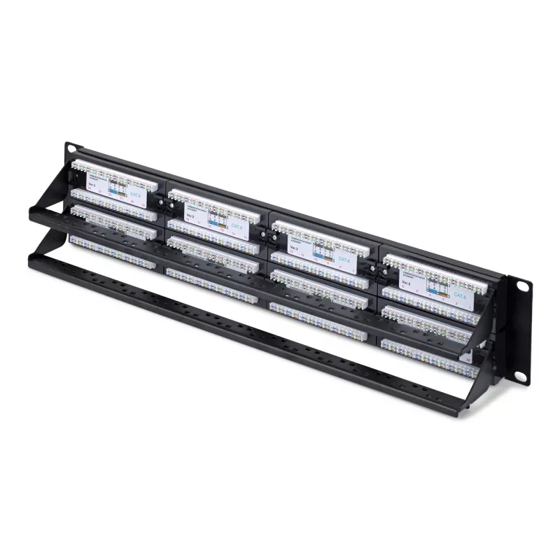 StarTech.com 48-portu 2U statņu Cat6 savienotājpanelis, RJ45, UTP, 110 ielaušanas, Cat 6 Ethernet savienotājpanelis tīkla servera statnei