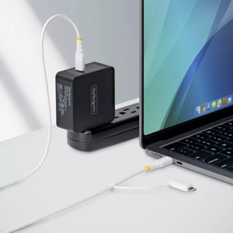 StarTech.com 1 m (3 pēdas) izturīgs 2-in-1 USB-C lādēšanas kabelis ar Lightning adapteri, 30 W/60 W (3 A), Apple MFi sertificēts, pīts USB C lādētāja vads iPhone/iPad/Android ierīcēm