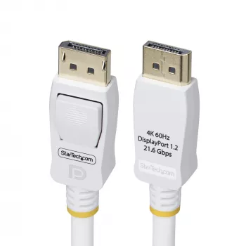StarTech.com 1,8 m balts VESA sertificēts DisplayPort 1.2 kabelis, 4K 60 Hz, 21,6 Gbit/s, fiksējoši DP savienotāji, DP 1.2 DisplayPort kabelis, DP monitora vads, M/M