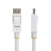 StarTech.com 1,8 m balts VESA sertificēts DisplayPort 1.2 kabelis, 4K 60 Hz, 21,6 Gbit/s, fiksējoši DP savienotāji, DP 1.2 DisplayPort kabelis, DP monitora vads, M/M