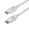 StarTech.com 1,8 m balts VESA sertificēts DisplayPort 1.2 kabelis, 4K 60 Hz, 21,6 Gbit/s, fiksējoši DP savienotāji, DP 1.2 DisplayPort kabelis, DP monitora vads, M/M