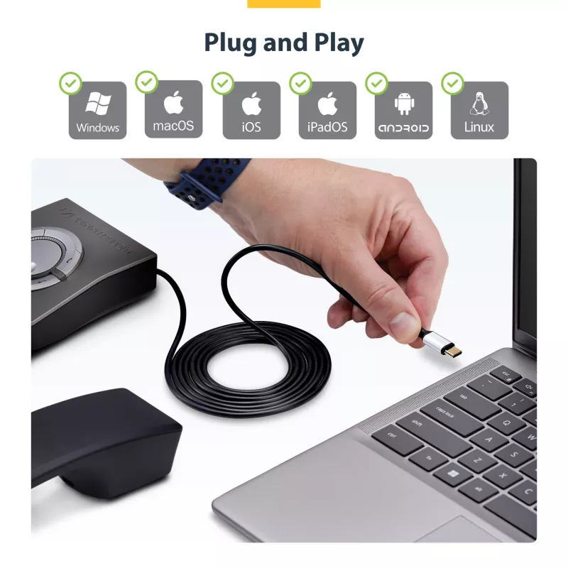 StarTech.com UR9-HEADSET-ADAPTER kabeļa savienotāju pārveidotājs USB-C RJ-9 Melns