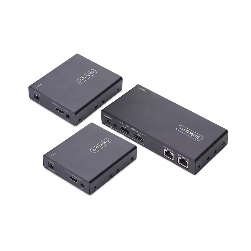 StarTech.com 2 portu HDMI pagarinātājs un sadalītājs pa CAT6, 4K 60 Hz, līdz 230 pēdām (70 m), 1x2 HDMI izplatīšanas komplekts pa Ethernet ar IR un barošanu pa kabeli
