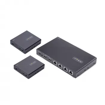 StarTech.com 4 portu HDMI pagarinātājs un sadalītājs pa CAT6, 4K 60Hz, līdz 230 pēdām (70 m), 1x4 HDMI izplatīšanas komplekts pa Ethernet ar IR un strāvu pa kabeli