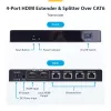 StarTech.com 4 portu HDMI pagarinātājs un sadalītājs pa CAT6, 4K 60Hz, līdz 230 pēdām (70 m), 1x4 HDMI izplatīšanas komplekts pa Ethernet ar IR un strāvu pa kabeli