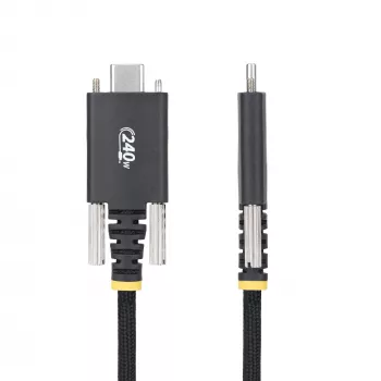 StarTech.com 10 pēdu (3 m) USB-C uzlādes kabelis, izturīgs un īpaši elastīgs, ar sānu skrūvēm, 240 W (5 A) PD EPR, USB 2.0 klēpjdatora lādētāja kabelis, USB-IF sertificēts, robusts USB-C uzlādes vads