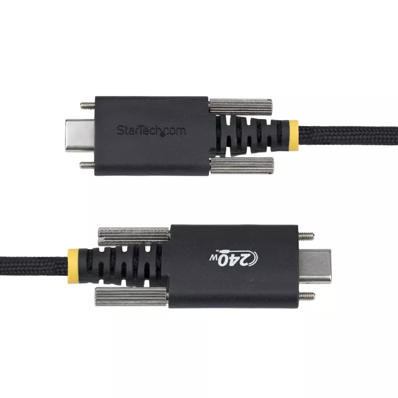 StarTech.com 10 pēdu (3 m) USB-C uzlādes kabelis, izturīgs un īpaši elastīgs, ar sānu skrūvēm, 240 W (5 A) PD EPR, USB 2.0 klēpjdatora lādētāja kabelis, USB-IF sertificēts, robusts USB-C uzlādes vads