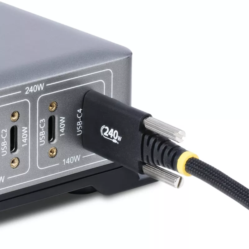 StarTech.com 10 pēdu (3 m) USB-C uzlādes kabelis, izturīgs un īpaši elastīgs, ar sānu skrūvēm, 240 W (5 A) PD EPR, USB 2.0 klēpjdatora lādētāja kabelis, USB-IF sertificēts, robusts USB-C uzlādes vads