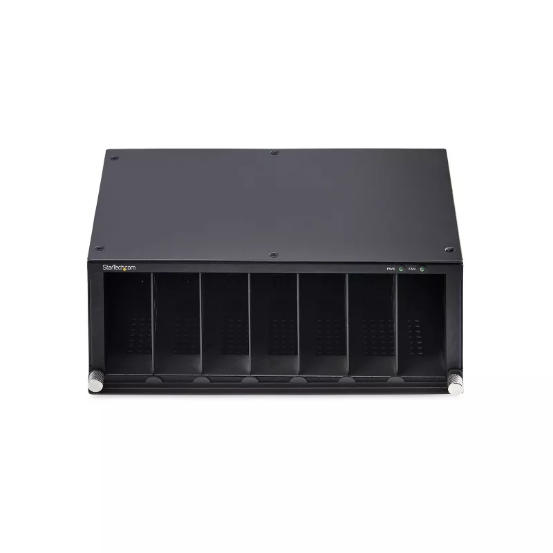 StarTech.com 7 slotu nevadāms multivides pārveidotāju korpuss MCM multivides pārveidotāju sērijai, pilna jaudas izolācija, aktīva dzesēšana, 10 collu statīva montāža, TAA atbilstīgs